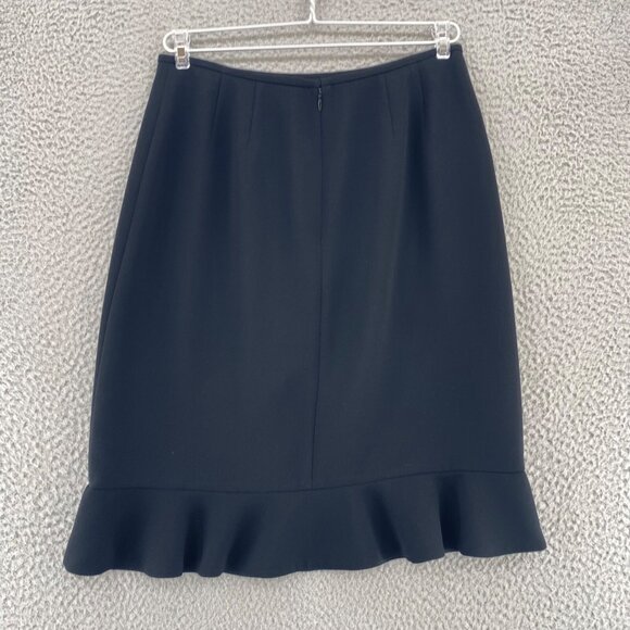 Le Suit Skirt Womens 8 Petite Black Ruffle Trumpet Flare Knee Length Career Work - Picture 3 of 8